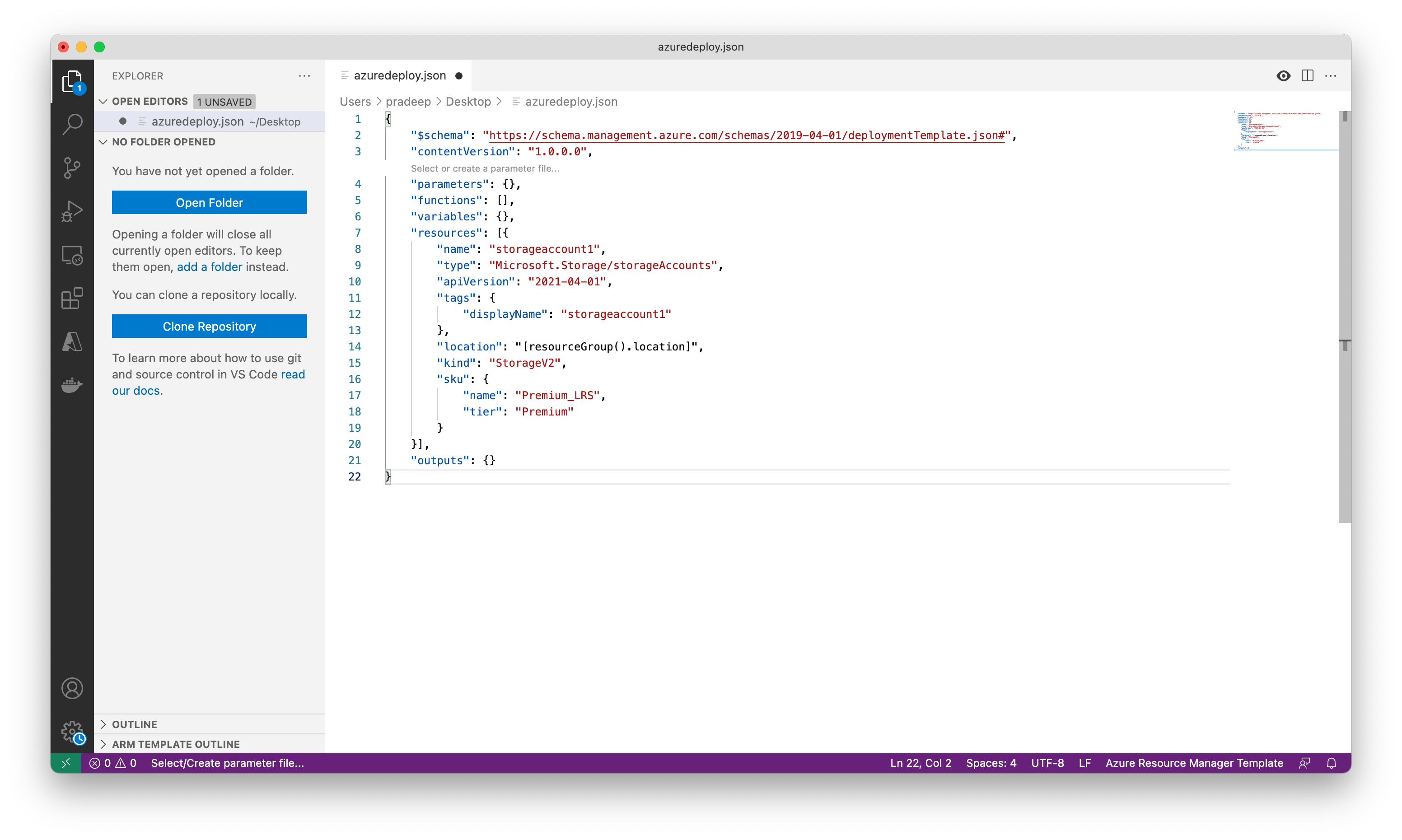 Azure ARM VS Code