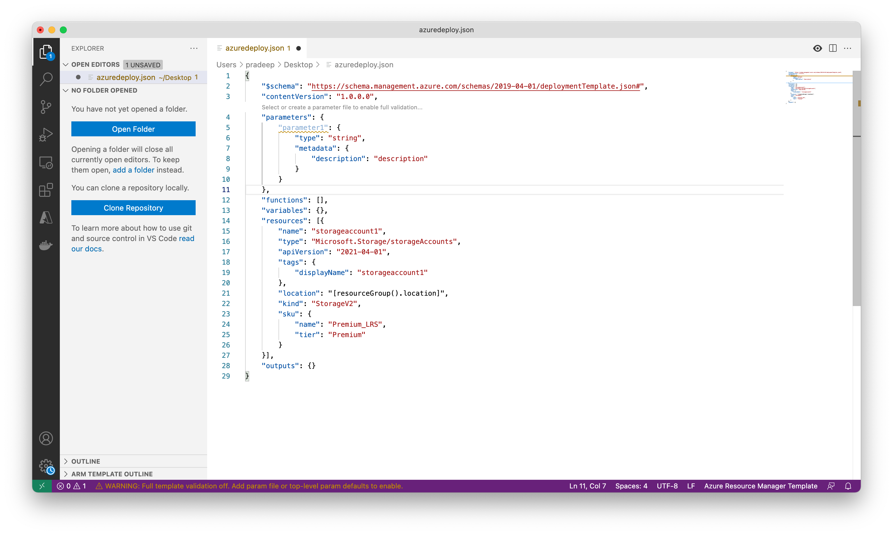 Azure ARM VS Code