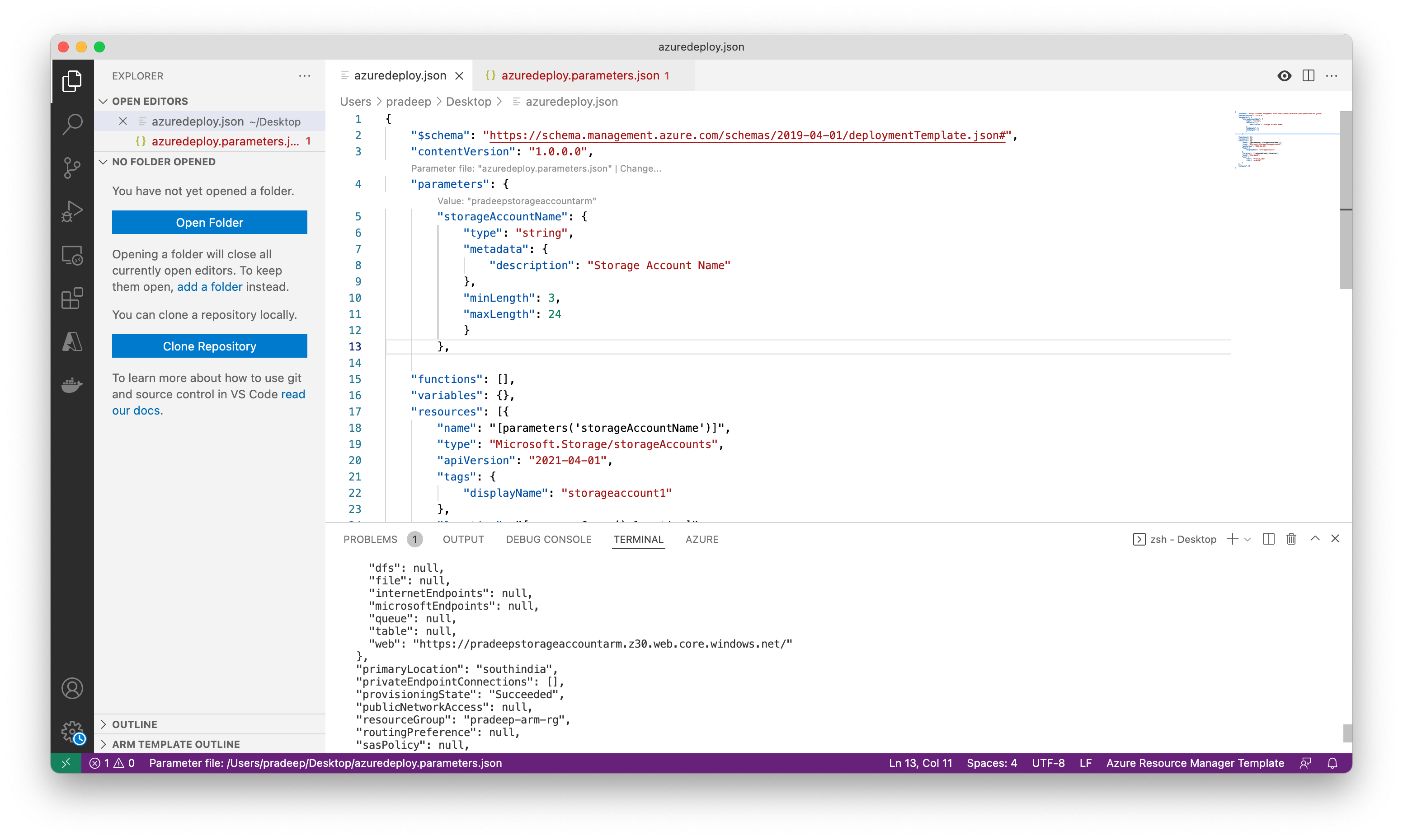 Azure ARM VS Code